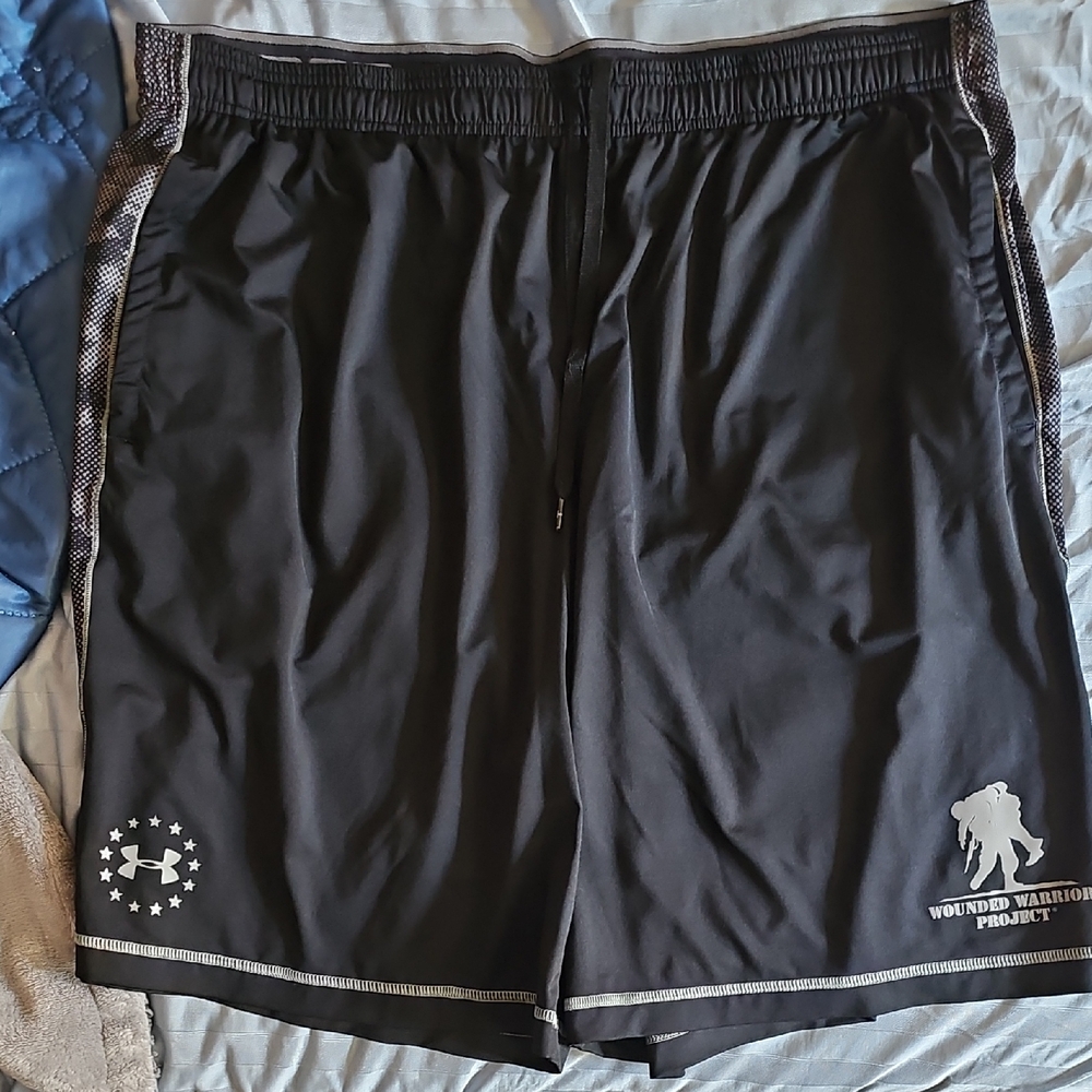 Under Armour Black Athletic Shorts with White Accents